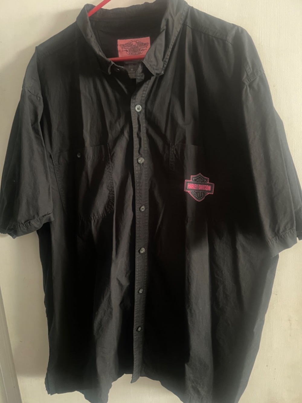 Harley Davidson Mens Breast Cancer Edition Button Front Shirt , Size XXL - Picture 2 of 4